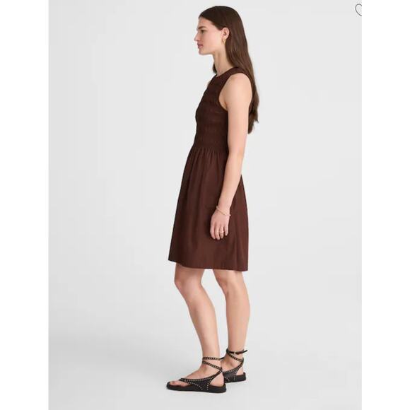 NWT Madewell The Melody Smocked Mini Dress Size Large Brown Retail $148 - Picture 3 of 6